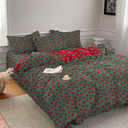 Set di biancheria da letto con copripiumino reversibile in cotone a pois - image 7