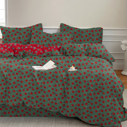 Set di biancheria da letto con copripiumino reversibile in cotone a pois - image 6