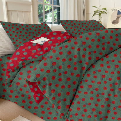 Set di biancheria da letto con copripiumino reversibile in cotone a pois - Verde - Set di biancheria da letto (4 pezzi) - Matrimoniale Grande - image 5