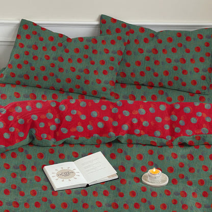 Set di biancheria da letto con copripiumino reversibile in cotone a pois - Verde - 2 federe - 50cm x 50cm x 37" - image 9
