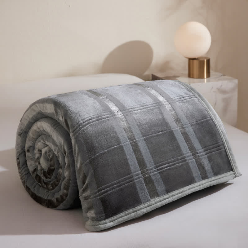 Morbida coperta in pile a righe e quadri - image 11
