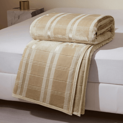 Morbida coperta in pile a righe e quadri - Cammello chiaro - Coperta - 79" x 91" - image 14