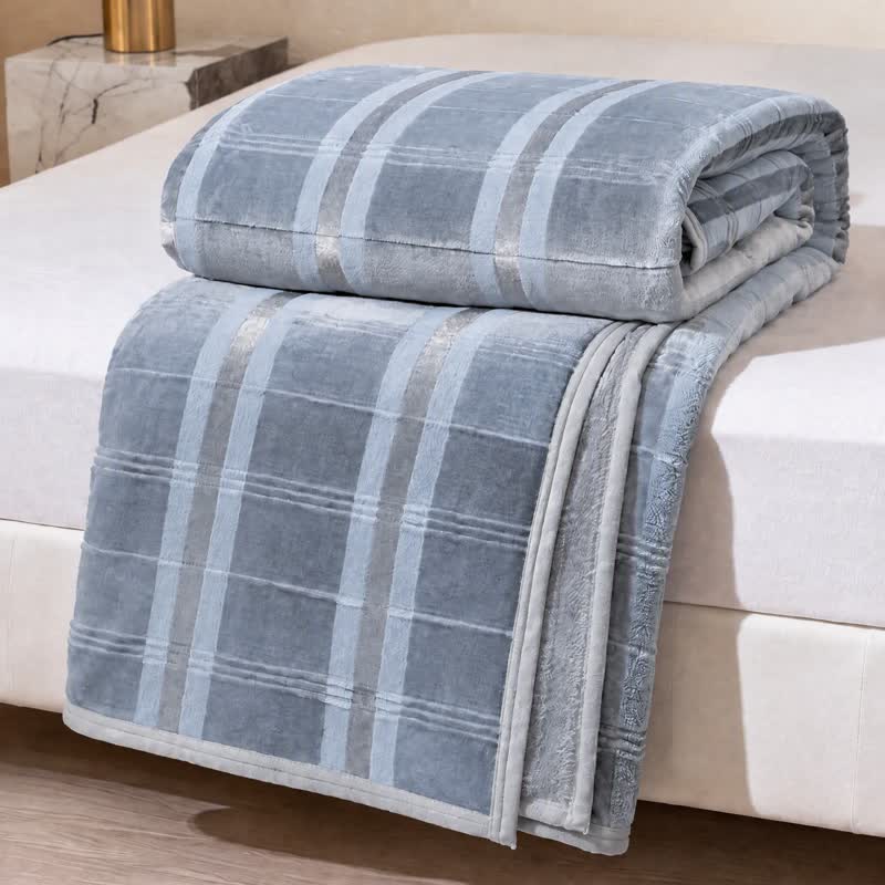 Morbida coperta in pile a righe e quadri - Blu - Coperta - 79" x 91" - image 20