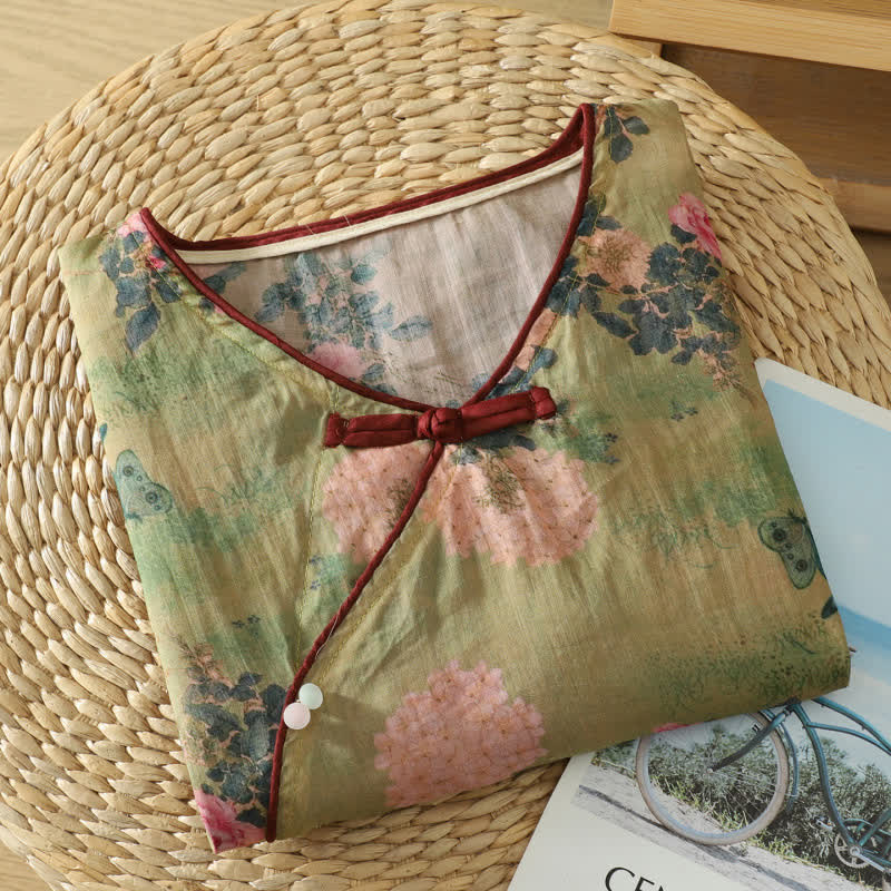 Top lounge vintage con bottoni a forma di rana botanica - image 3