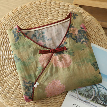 Top lounge vintage con bottoni a forma di rana botanica - image 3