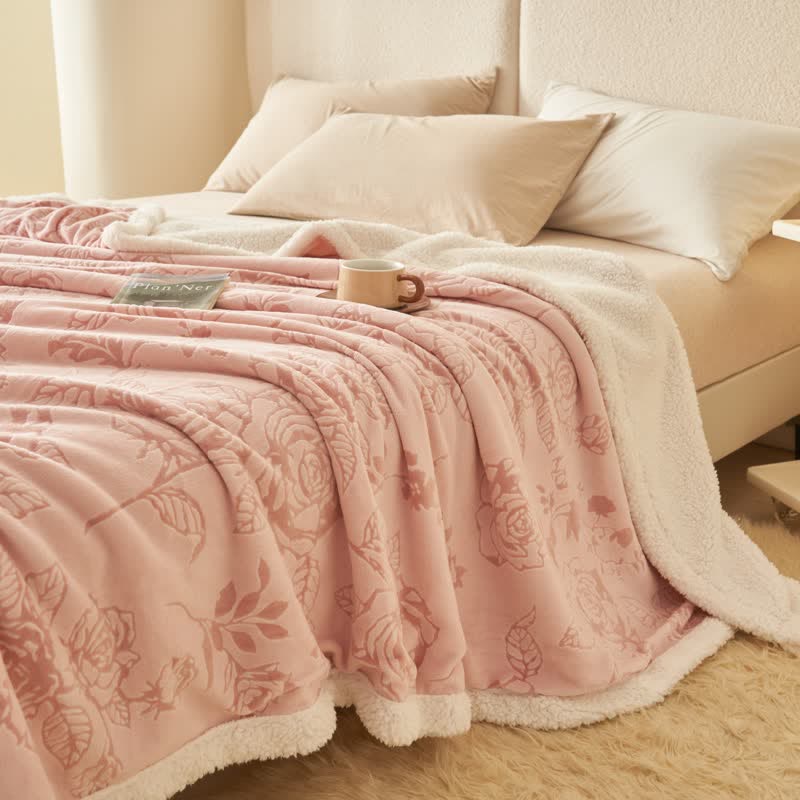 Coperta accogliente e romantica con rose rosa - image 2