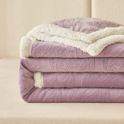Elegante coperta in pile con motivo floreale in rilievo - image 21