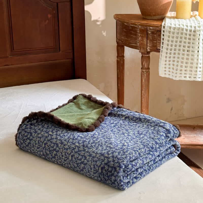 Coperta decorativa con motivo floreale in stile rustico - image 7