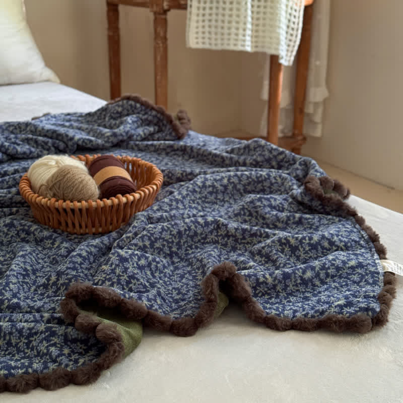 Coperta decorativa con motivo floreale in stile rustico - image 6