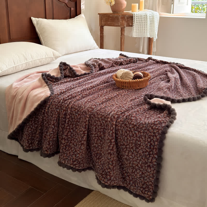 Coperta decorativa con motivo floreale in stile rustico - image 21