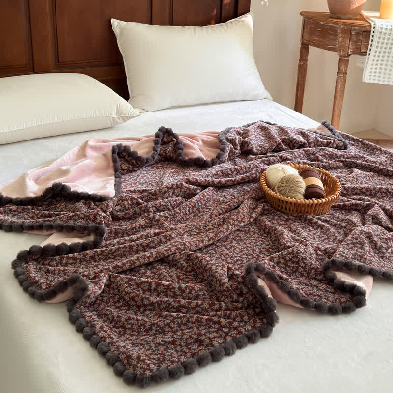 Coperta decorativa con motivo floreale in stile rustico - image 22