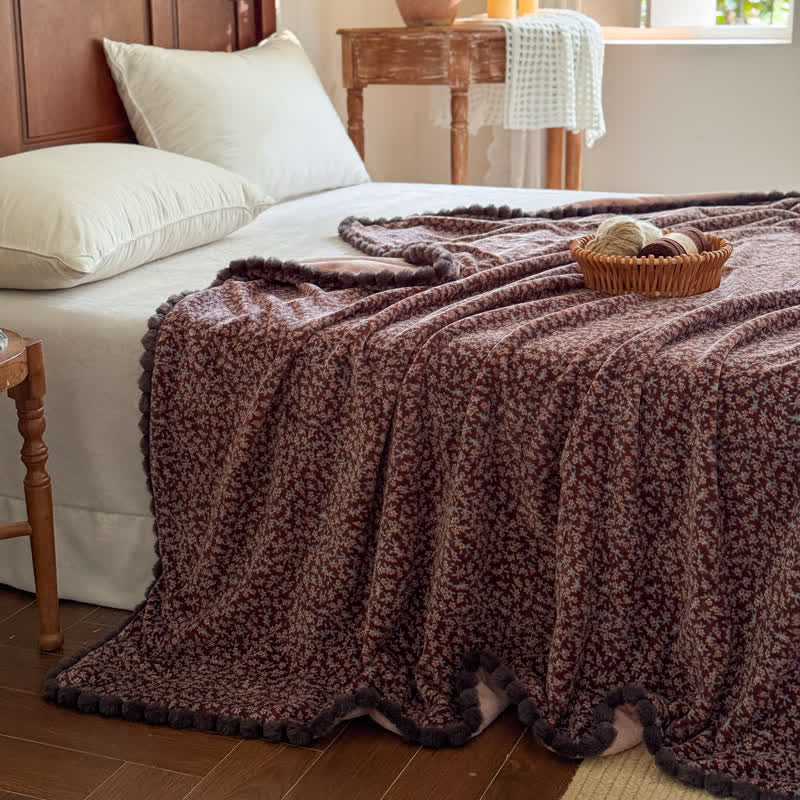 Coperta decorativa con motivo floreale in stile rustico - Marrone - 150cm x 200cm - image 17