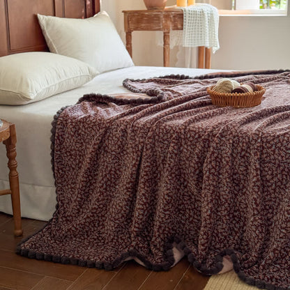 Coperta decorativa con motivo floreale in stile rustico - Marrone - 150cm x 200cm - image 17