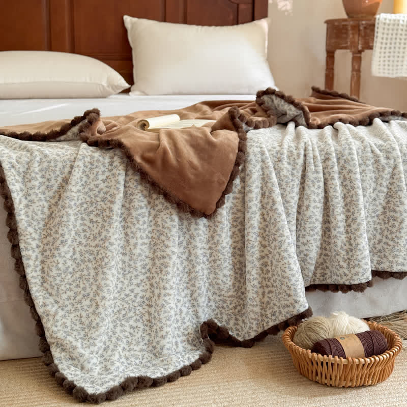 Coperta decorativa con motivo floreale in stile rustico - image 28