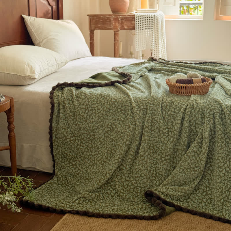 Coperta decorativa con motivo floreale in stile rustico - Verde - 150cm x 200cm - image 9