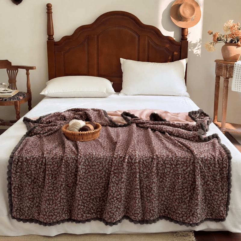 Coperta decorativa con motivo floreale in stile rustico - image 19