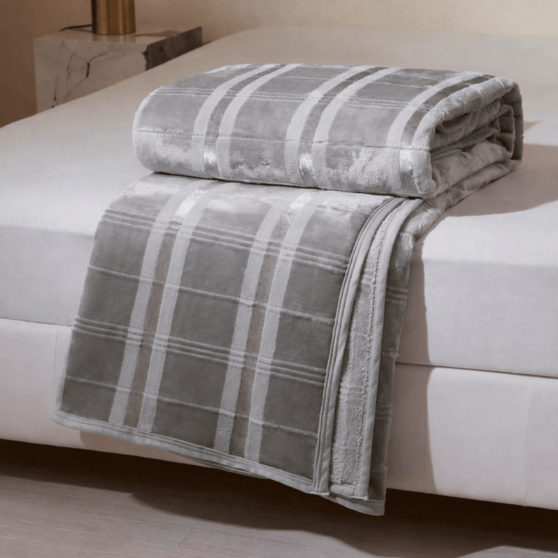 Morbida coperta in pile a righe e quadri - Grigio chiaro - Coperta - 79" x 91" - image 25