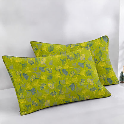 Trapunta in garza di cotone con foglie di ginkgo verdi - Verde - 2 federe - 50cm x 50cm x 37" - image 15
