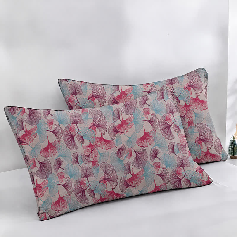 Trapunta in garza di cotone con foglie di ginkgo ad acquerello - Beige - 2 federe - 50cm x 50cm x 37" - image 13