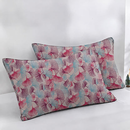 Trapunta in garza di cotone con foglie di ginkgo ad acquerello - Beige - 2 federe - 50cm x 50cm x 37" - image 13