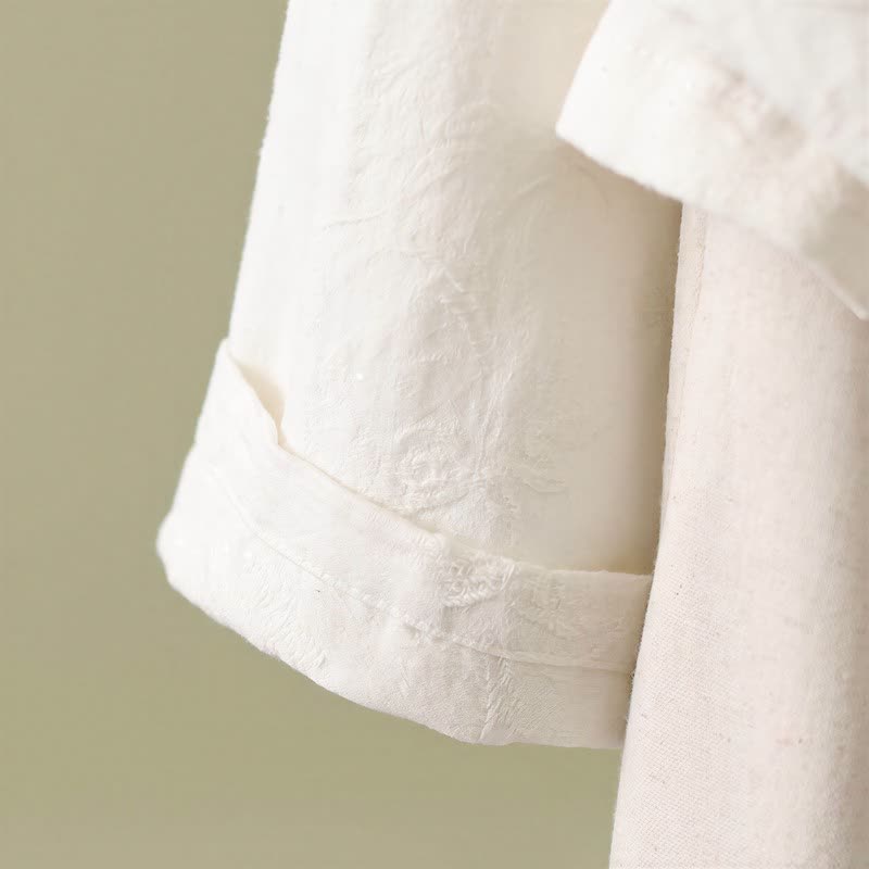Top da casa vintage in cotone e lino con bottoni a rana - image 25