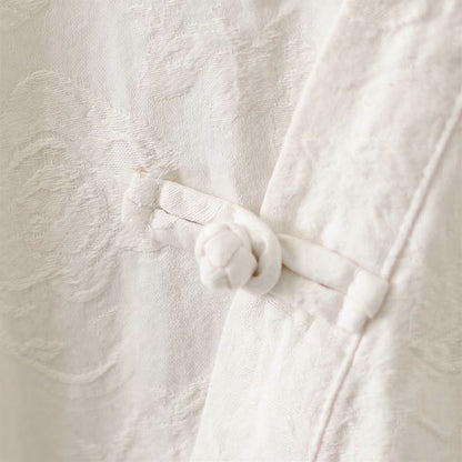Top da casa vintage in cotone e lino con bottoni a rana - image 26