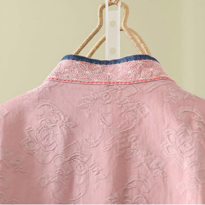 Top da casa vintage in cotone e lino con bottoni a rana - image 2