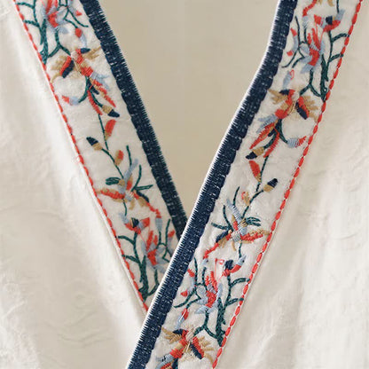 Top da casa vintage in cotone e lino con bottoni a rana - image 23