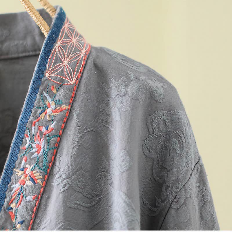 Top da casa vintage in cotone e lino con bottoni a rana - image 18