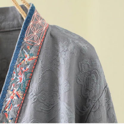 Top da casa vintage in cotone e lino con bottoni a rana - image 18