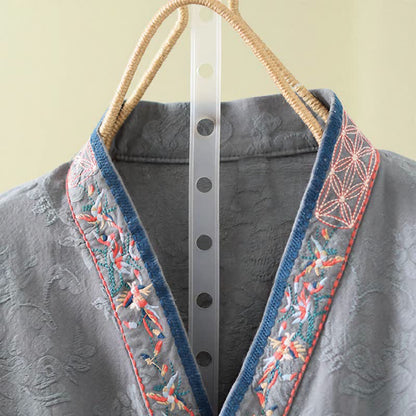 Top da casa vintage in cotone e lino con bottoni a rana - image 16