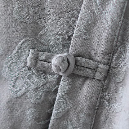 Top da casa vintage in cotone e lino con bottoni a rana - image 19