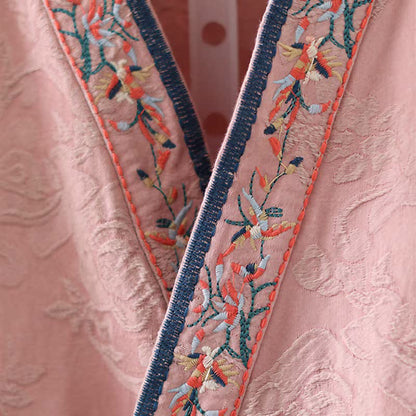 Top da casa vintage in cotone e lino con bottoni a rana - image 3