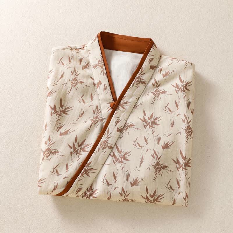 Camicia casual da casa con scollo a croce e stampa floreale - image 2