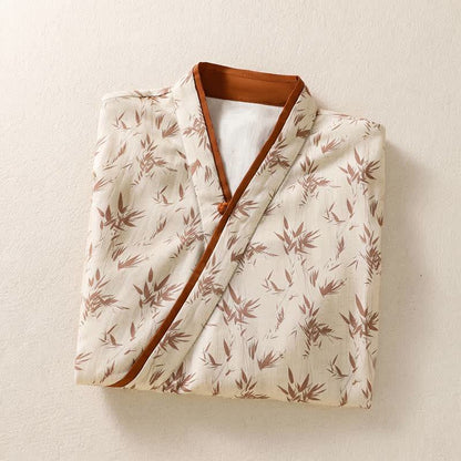 Camicia casual da casa con scollo a croce e stampa floreale - image 2