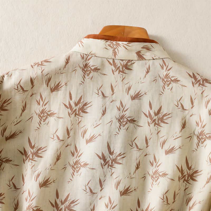 Camicia casual da casa con scollo a croce e stampa floreale - image 4