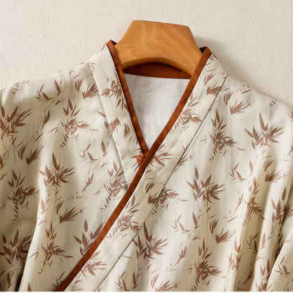 Camicia casual da casa con scollo a croce e stampa floreale - image 3