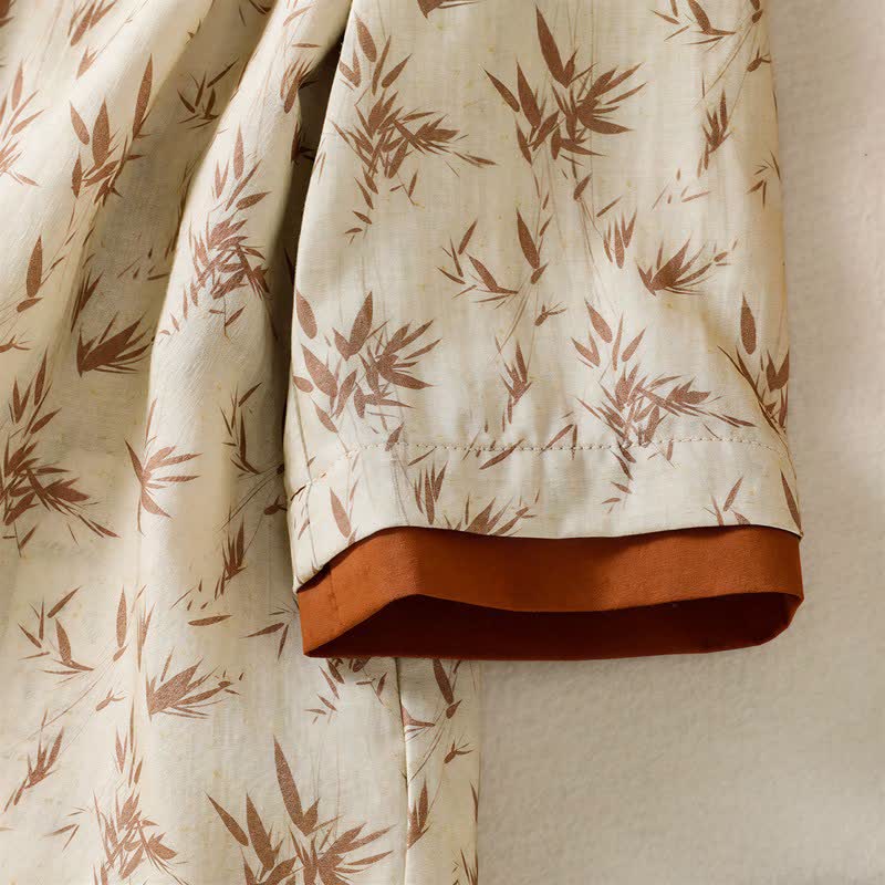 Camicia casual da casa con scollo a croce e stampa floreale - image 8