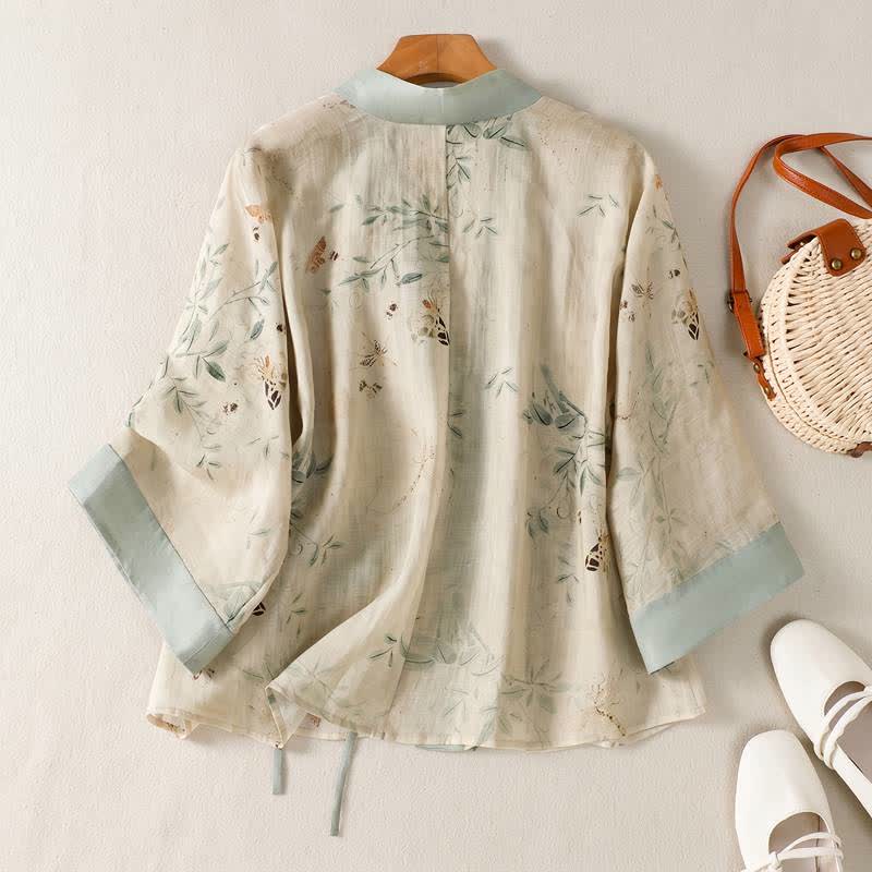 Kimono da casa con cintura in vita e stampa floreale. - image 1