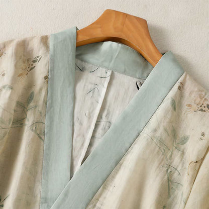 Kimono da casa con cintura in vita e stampa floreale. - image 3
