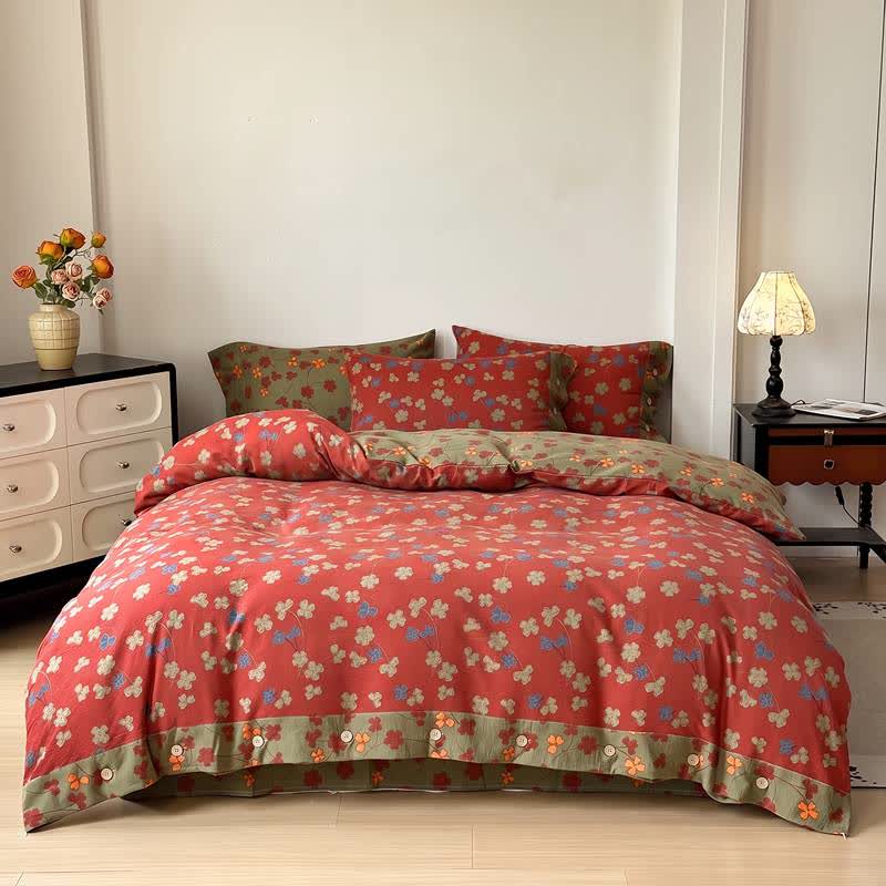 Set di biancheria da letto vintage in cotone e lino con stampa floreale. - image 1