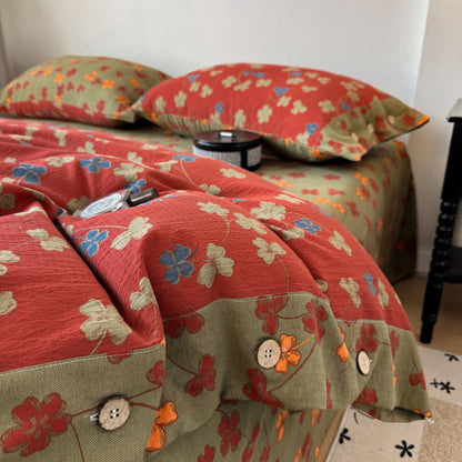 Set di biancheria da letto vintage in cotone e lino con stampa floreale. - image 4