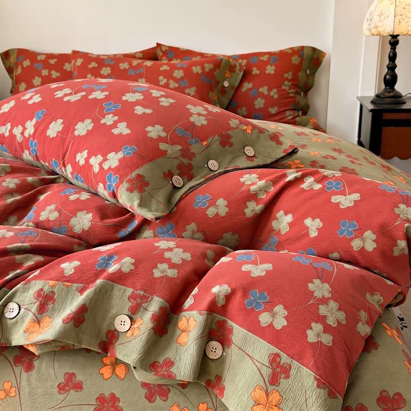 Set di biancheria da letto vintage in cotone e lino con stampa floreale. - image 3