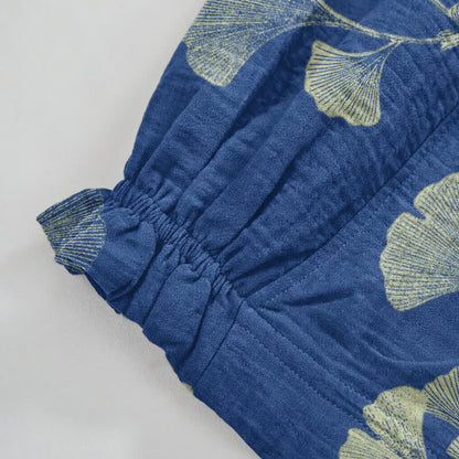 Pantaloni harem in cotone con tasche e ramo di ginkgo - image 11