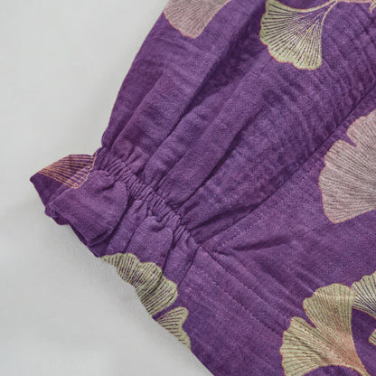 Pantaloni harem in cotone con tasche e ramo di ginkgo - image 5