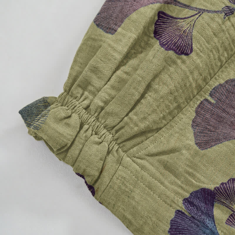 Pantaloni harem in cotone con tasche e ramo di ginkgo - image 17