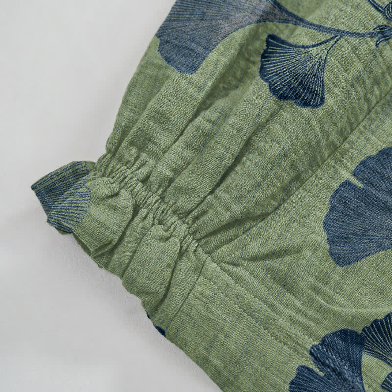 Pantaloni harem in cotone con tasche e ramo di ginkgo - image 23
