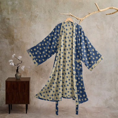 Kimono vintage in cotone a pois - Blu - XL - image 10