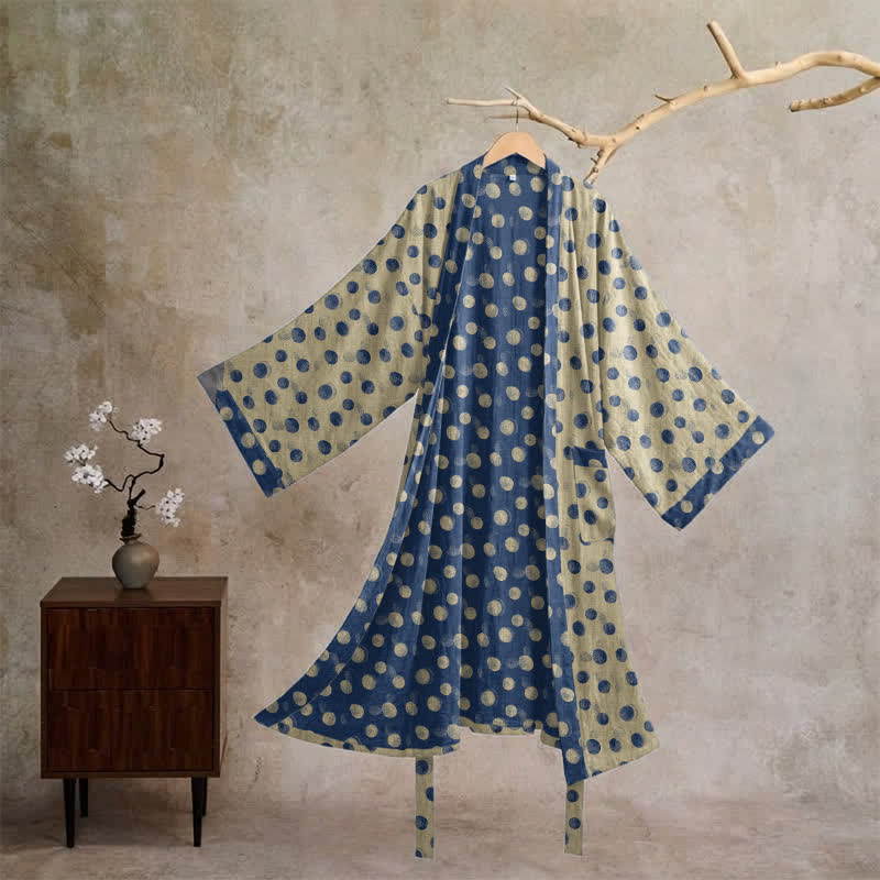 Kimono vintage in cotone a pois - Beige - XL - image 15