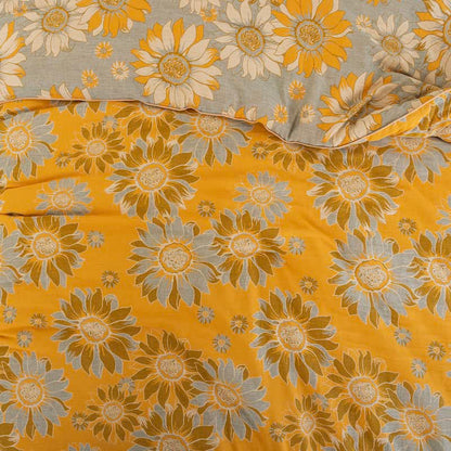 Trapunta vintage in garza di cotone con girasoli arancioni - image 5